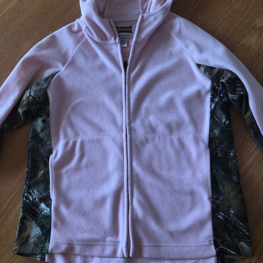 Pink and camo fleece zip up
